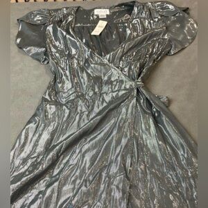 NWT Velvet By Graham & Spencer Womens
Silver Flared Sleeve Wrap Dress Size Large